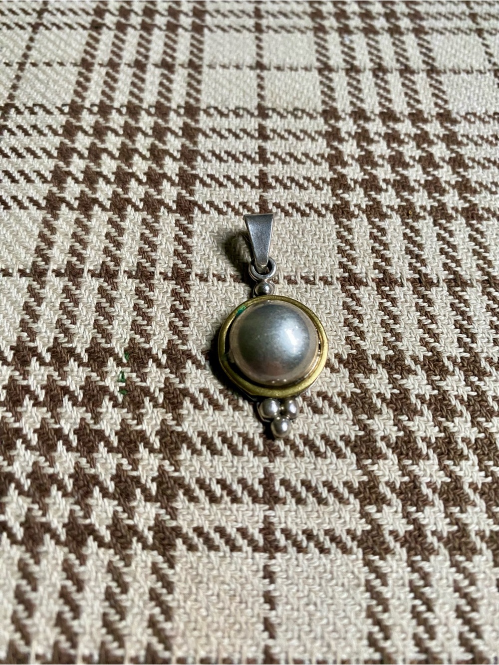 Mexico 925 Sterling Silver and Gold-Tone Pearl Drop Pendant